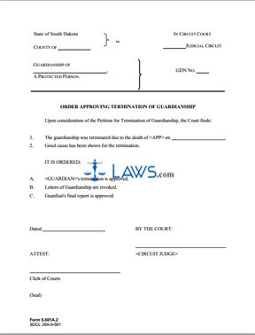 Form 5-501a2 Order Approving Termination of Guardianship