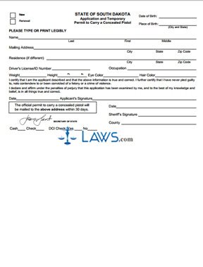 Form Application and Temporary Permit to Carry a Concealed Pistol