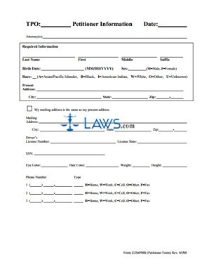 Form Protection Order from Acts of Stalking (Full Packet)
