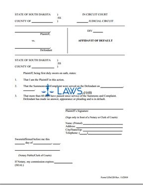 UJS 320 - Affidavit of Default
