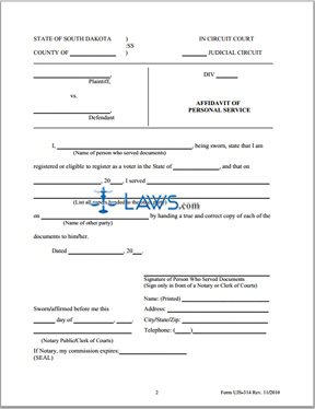 UJS 314 - Affidavit of Personal Service
