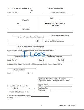 UJS 313 - Affidavit of Service by Mail