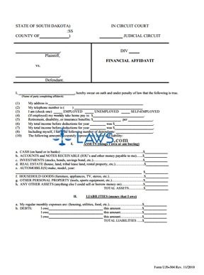 UJS 304 - Financial Affidavit
