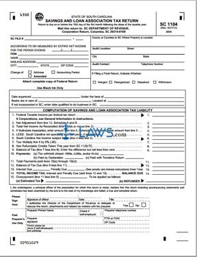 Form SC1104 Savings and Loan Association Tax Return