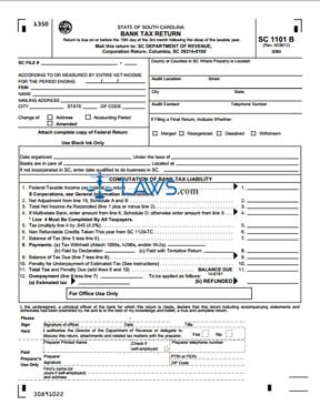 Form SC1101B Bank Tax Return
