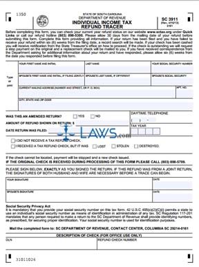 Form SC3911 Individual Income Tax Refund Tracer