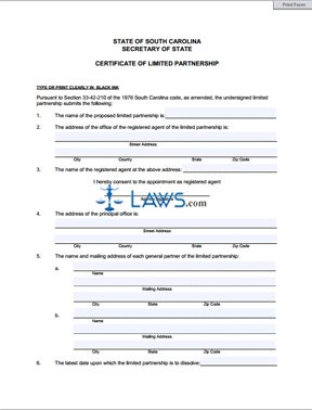 Form SC Certificate of Limited Partnership  