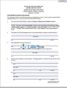 Form SC Articles of Organization (LLC) 