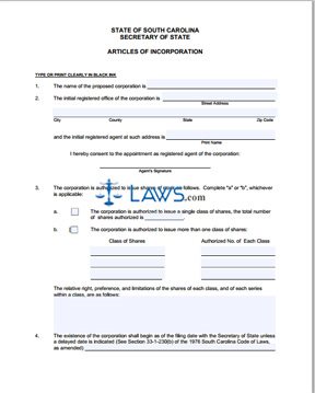 Form Articles of Incorporation (Corporation) 