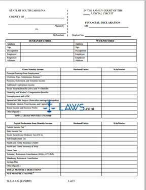 Form SCCA430 Financial Declaration