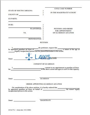 Form SCCA 712 Petition and Order for Appointment of Guardian Ad Litem