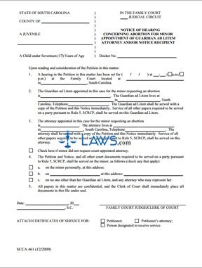Form SCCA 462 Notice of Hearing Concerning Appointment of Guardian Ad Litem Attorney