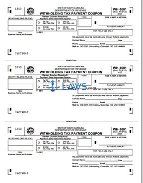 Form WH-1648 Withholding Coupon Packet 