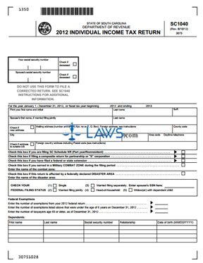 Form SC1040 Individual Income Tax Return 