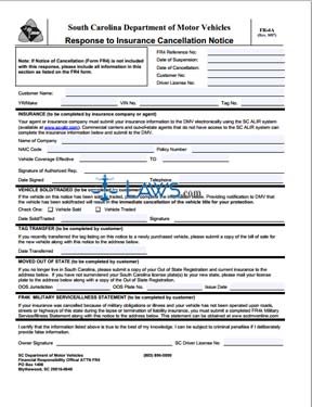 Form FR-4A Response to Insurance Cancellation Notice