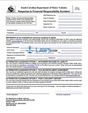 Form FR-5A Response to Financial Responsibility Accident