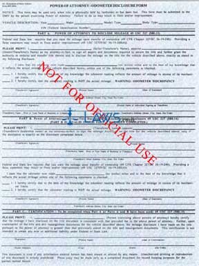 Form 5047 Power of Attorney - Odometer Disclosur