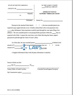 Affidavit to Pay Support through Court
