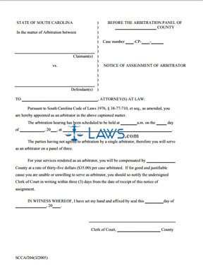 Notice of Assignment of Arbitrator