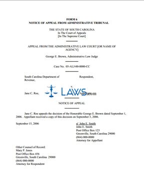 Form 6 - Notice of Appeal from Administrative Tribunal