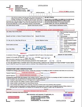 Form REV-276 Application for Extension of Time to File