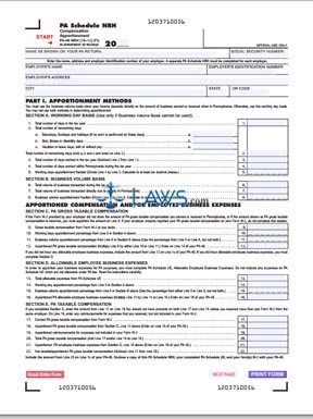 Form PA Schedule NRH Compensation Apportionment