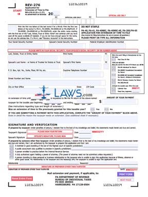 Form REV-276 Application for Extension of Time