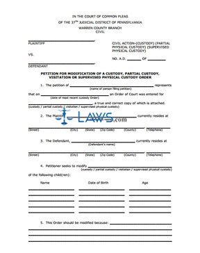 Form Warren County -Custody Modification Petition