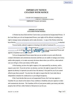 Form G01 Important Notice - Citation with Notice
