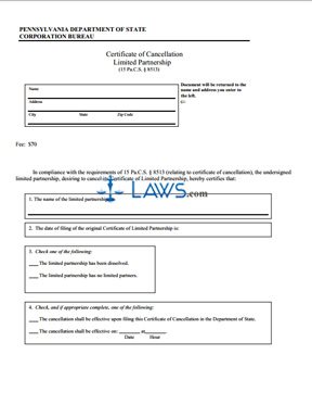 Certificate of Cancellation (Limited Partnership) 