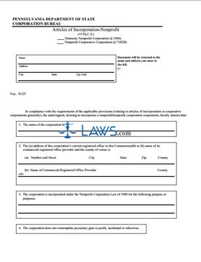 Articles of Incorporation (Nonprofit Corporation) 