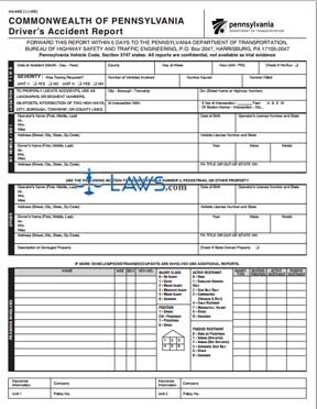 Form AA-600 Commonwealth of Pennsylvania Department of Transportation Driver’s Accident Report