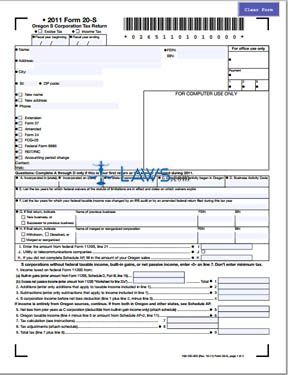 Form 20-S Oregon S Corporation Tax Return