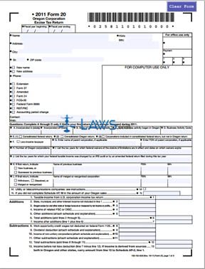 Form 20 Oregon Corporation Excise Tax Return