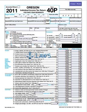 Form 40P Individual Income Tax Return Part Year Resident