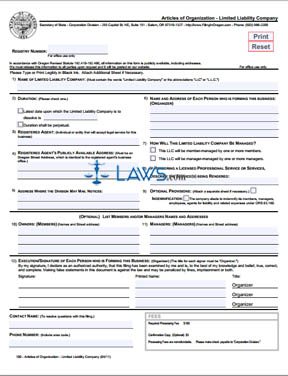 Form Articles of Organization (Limited Liability Company) 