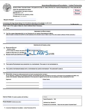 Form Amendment /Restatement/Cancellation (LP) 
