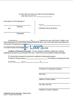 Form Certificate of Mailing (1F)