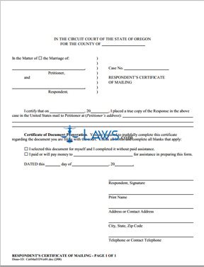 Form Respondent’s Certificate of Mailing (1D)