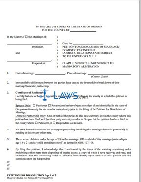 Form Petition for Dissolution (1C)