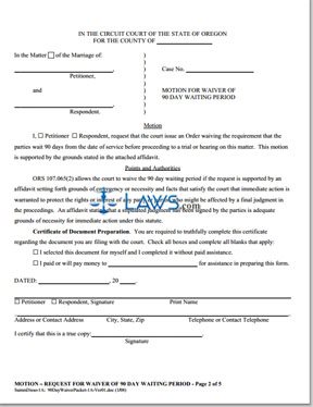 Form Request for Waiver of 90 Day Waiting Period Instructions (1A)