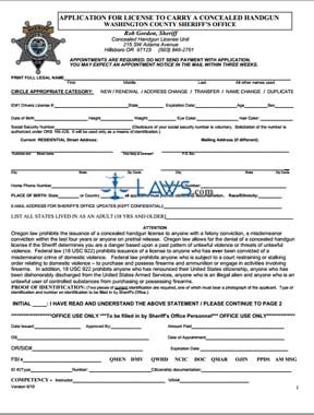 Form Application for License to Carry a Concealed Handgun