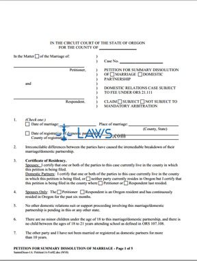 Form Petition 1A-Ver02 Petition for Summary Dissolution of Marriage or Domestic Partnership