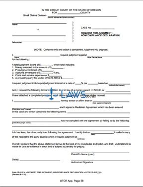 Request for Judgment; Noncompliance Declaration (rev. 8/1/10)