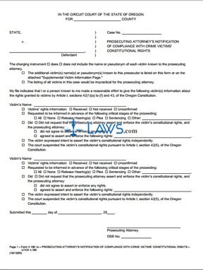 Prosecuting Attorney's Notification of Compliance With Crime Victims' Constitutional Rights (Adult)