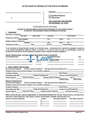 Application & Declaration for Fee Waiver