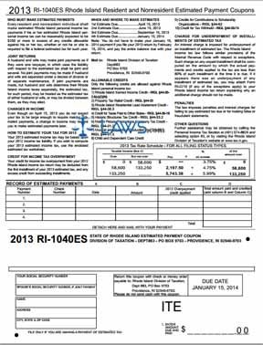 Form RI-1040ES Rhode Island Resident and Nonresident Estimated Payment Coupons