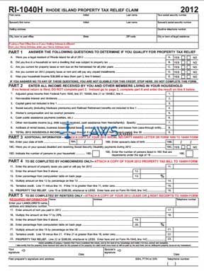 Form 1040H Property Tax Relief Claim