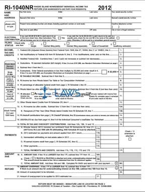 Form RI-1040NR Nonresident Individual Income Tax Return