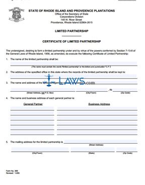 Form RI Certificate of Limited Partnership
